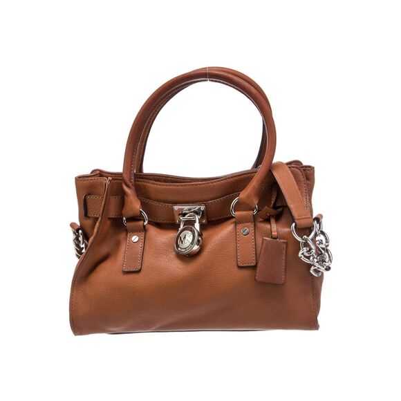 Michael Kors Tan Satchel with Silver Lock and Structured Design - Picture 2 of 12
